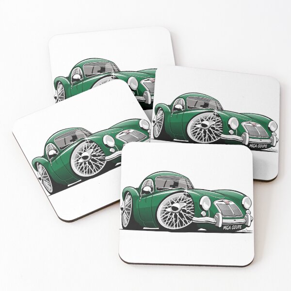 Artikelvorschau, MG MGA Coupé Karikatur grün entworfen und verkauft von car2oonz.
