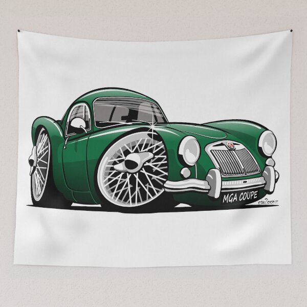 Artikelvorschau, MG MGA Coupé Karikatur grün entworfen und verkauft von car2oonz.