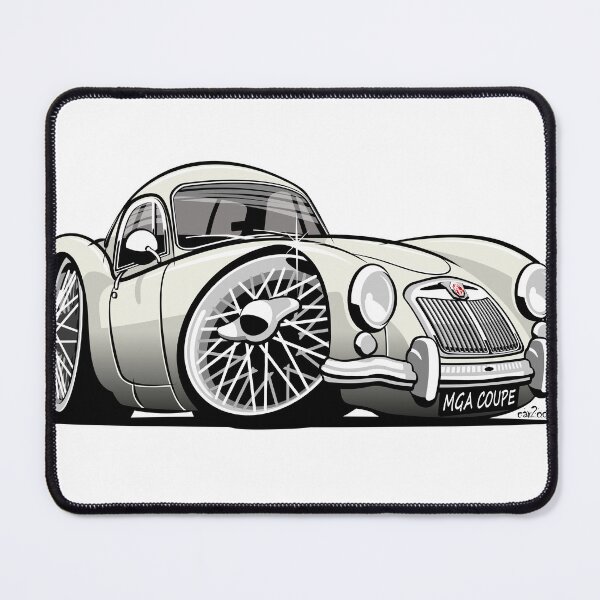 Artikelvorschau, MG MGA Coupé Karikatur weiß entworfen und verkauft von car2oonz.