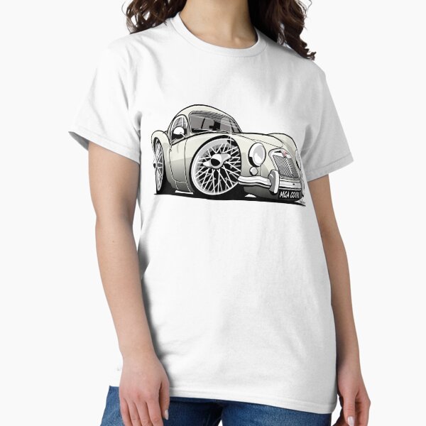 Item preview, MG MGA coupe caricature white designed and sold by car2oonz.