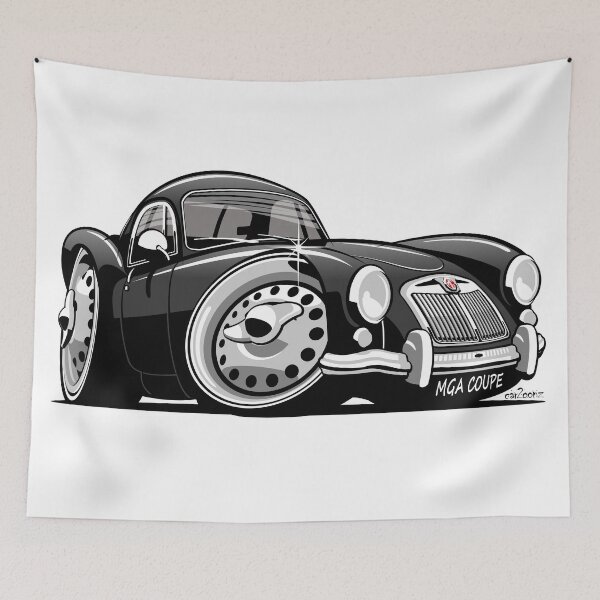 Artikelvorschau, MG MGA Coupé Karikatur schwarz entworfen und verkauft von car2oonz.