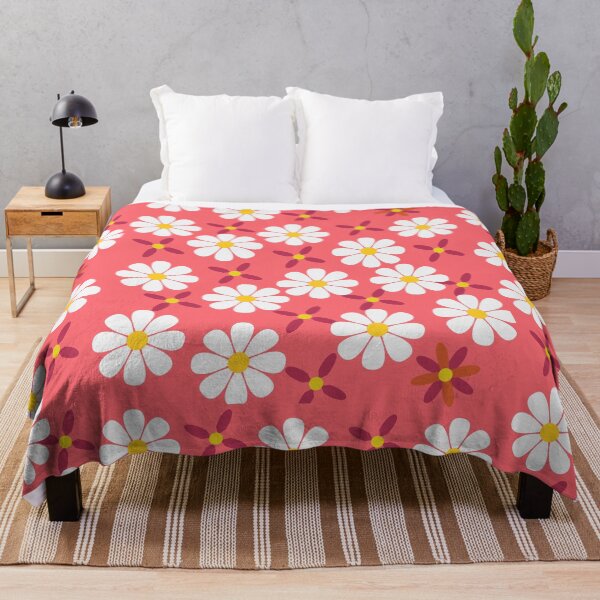 Item preview, 60s Retro Vintage Flowers Sixties Daisies Pink Pale Flowers on Pink designed and sold by fairy-taler.