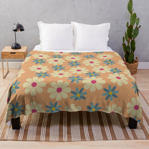 Item preview, 60s Retro Vintage Flowers Sixties Daisies Orange Pale Flowers on Sunset Sand designed and sold by fairy-taler.