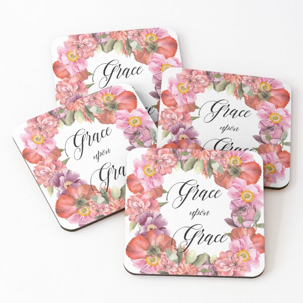 Item preview, Grace Upon Grace, Bible Quote, Scripture, Watercolor Florals designed and sold by Dzhenka-Balimez.