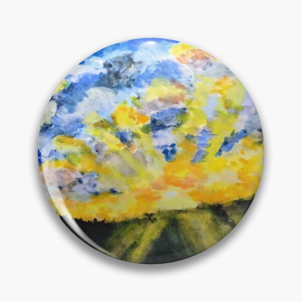 Item preview, Sunset Burst In Blue and Yellow, watercolor painting  designed and sold by MagicGnome47.