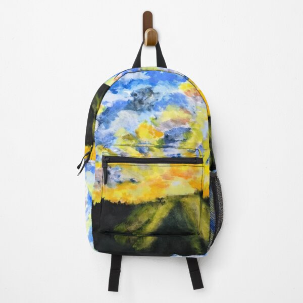 Item preview, Sunset Burst In Blue and Yellow, watercolor painting designed and sold by MagicGnome47.