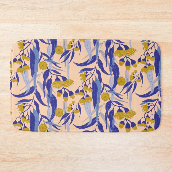Item preview, Eucalyptus tree pattern in blue and gold. designed and sold by Papergrape.