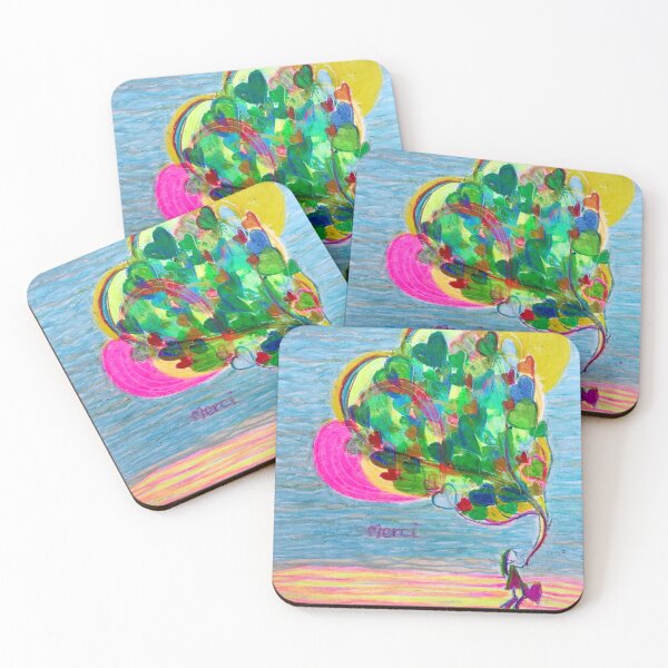 Item preview, Thank you: little girl with heart-shaped balloons designed and sold by MarJoLi.