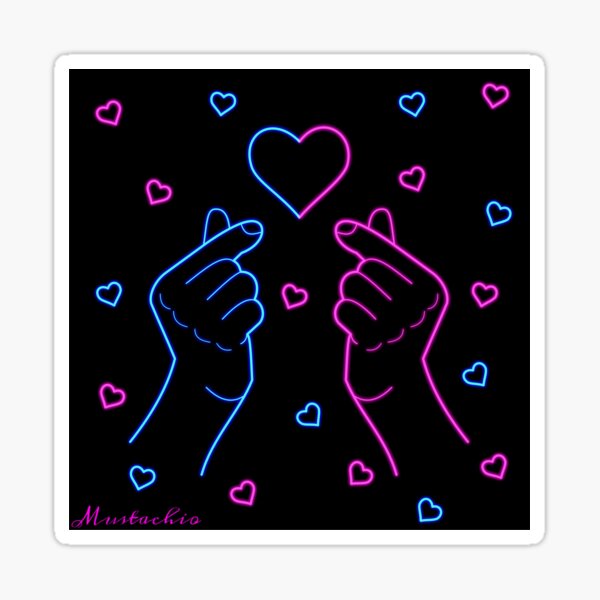 Vista previa del artículo con la obra «Corazones de dedo», diseñado y vendido por Mustachio-Draws.