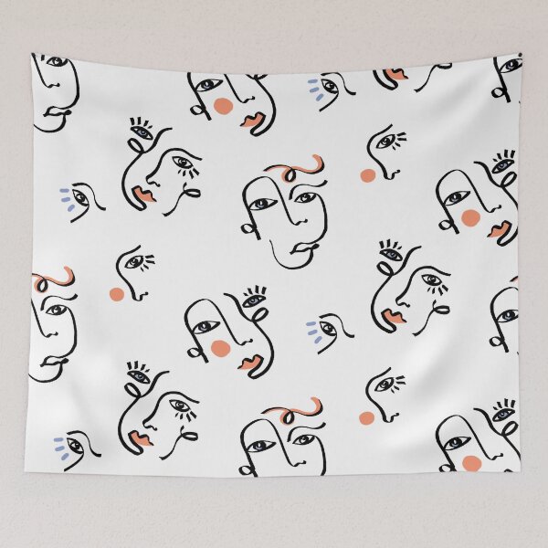 Artikelvorschau, White Abstract Faces entworfen und verkauft von Carolina Diaz.