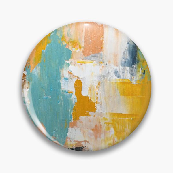 Aperçu de l'œuvre Pour Charlie : Une peinture abstraite lumineuse et paisible en jaune moutarde, rose désert et bleu atténué par Alyssa Hamilton Art créée et vendue par Alyssa Hamilton Art.