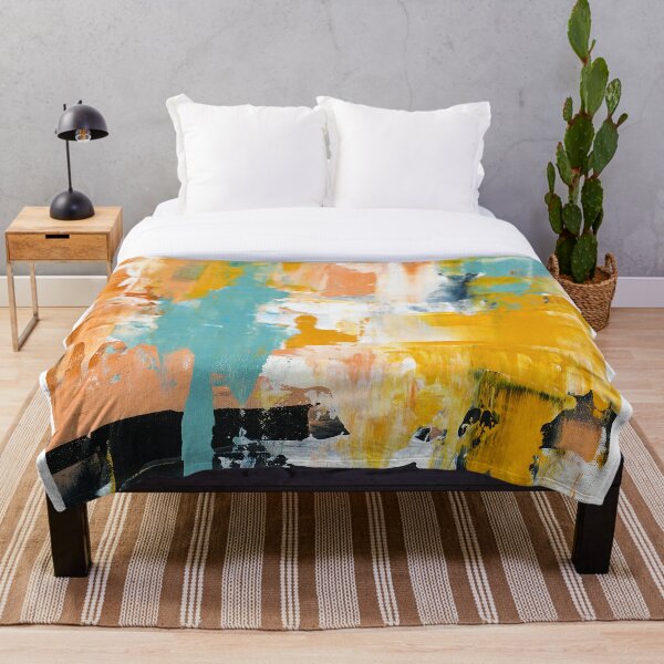 Item preview, For Charlie: A bright, peaceful abstract painting in mustard yellow, desert pink, and muted blue by Alyssa Hamilton Art designed and sold by Alyssa Hamilton Art.