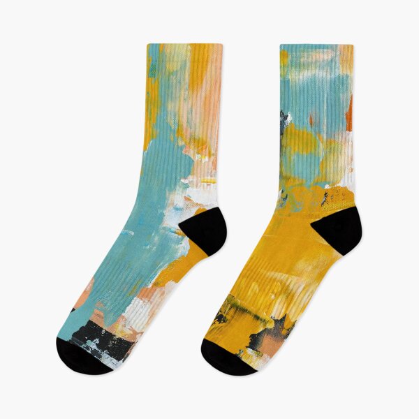 Item preview, For Charlie: A bright, peaceful abstract painting in mustard yellow, desert pink, and muted blue by Alyssa Hamilton Art designed and sold by Alyssa Hamilton Art.
