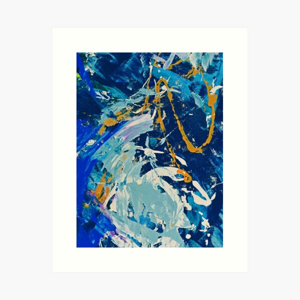For Katie: A pretty, vibrant abstract piece in royal blue and orange by Alyssa Hamilton Art Art Print