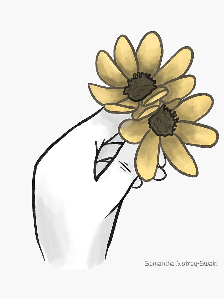 Hand Holding Flowers Sticker For Sale By Samams Redbubble