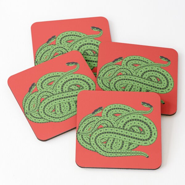 Item preview, Two Slithering Green Snakes Reptiles designed and sold by Anna Lemos.