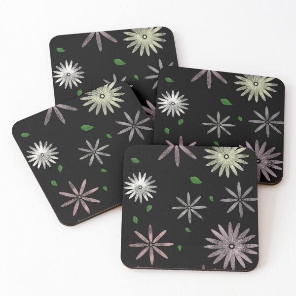 Item preview, Colorful flowers on black background designed and sold by Meo Design.