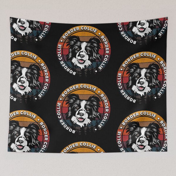 Item preview, Border collie distressed sunset retro dog face design designed and sold by SamRVstore.