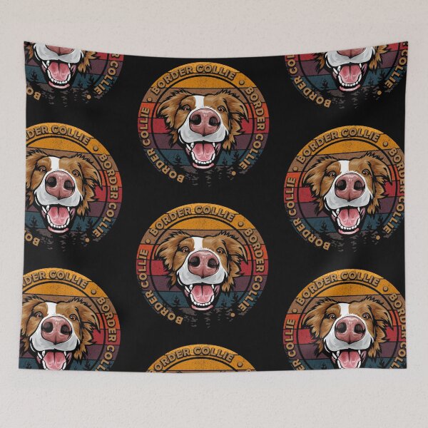 Item preview, Border collie distressed sunset retro dog face design designed and sold by SamRVstore.
