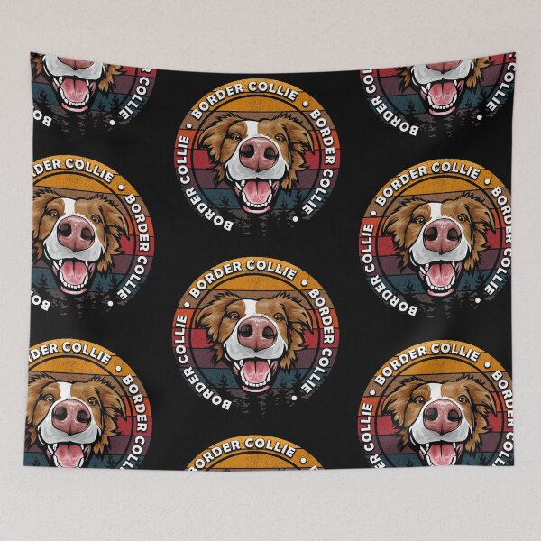Item preview, Border collie distressed sunset retro dog face design designed and sold by SamRVstore.