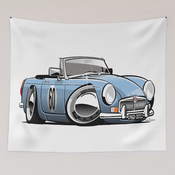 Item preview, MG MGB roadster caricature light blue designed and sold by car2oonz.