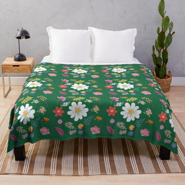 Aperçu de l'œuvre Motif floral aléatoire 3 fond vert créée et vendue par AliCatOriginals.