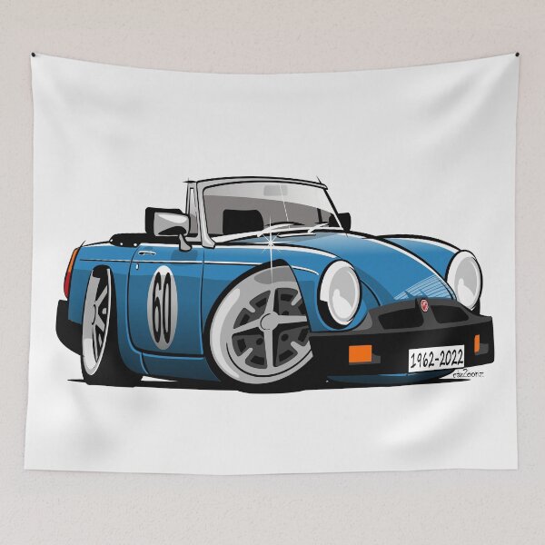 Item preview, MG MGB roadster caricature blue designed and sold by car2oonz.