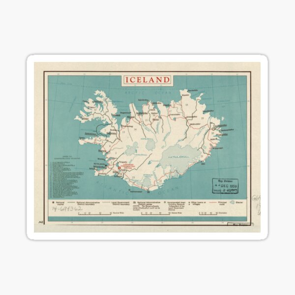 Item preview, Map of Iceland (circa 1958) designed and sold by allhistory.