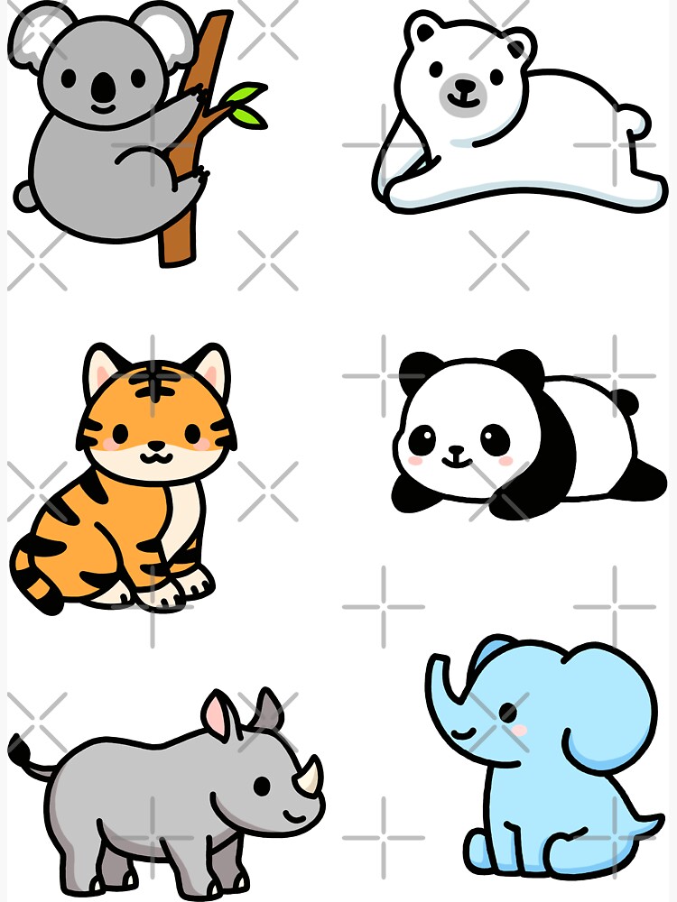 Cute Animal Sticker Pack 1 Sticker by littlemandyart  Cute easy drawings,  Cute cartoon drawings, Cute doodles