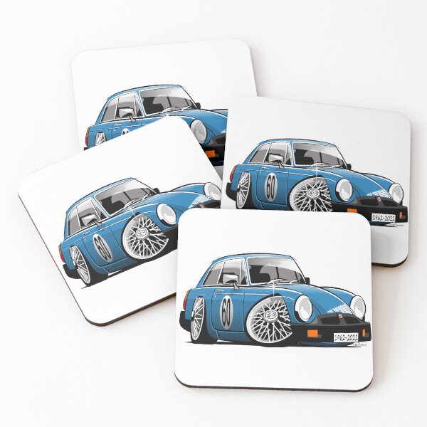 Item preview, MG MGB GT rubber bumper caricature blue designed and sold by car2oonz.