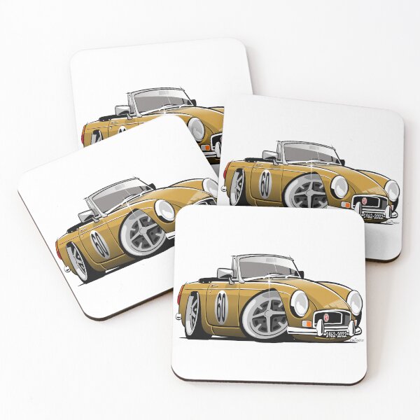 Item preview, MG MGB roadster caricature harvest gold designed and sold by car2oonz.