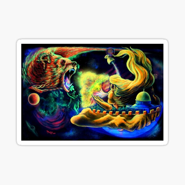 Trippy Psychedelic Visionary Surreal Psy Art - THE BRINGING OF MARS by Vincent Monaco Sticker