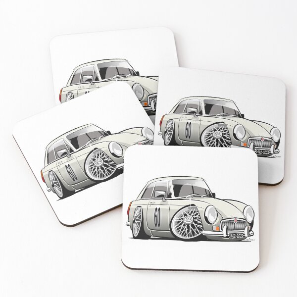 Item preview, MG MGB GT caricature white designed and sold by car2oonz.