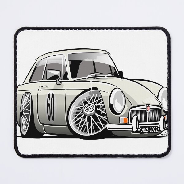 Item preview, MG MGB GT caricature white designed and sold by car2oonz.