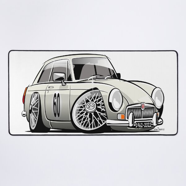 Item preview, MG MGB GT caricature white designed and sold by car2oonz.