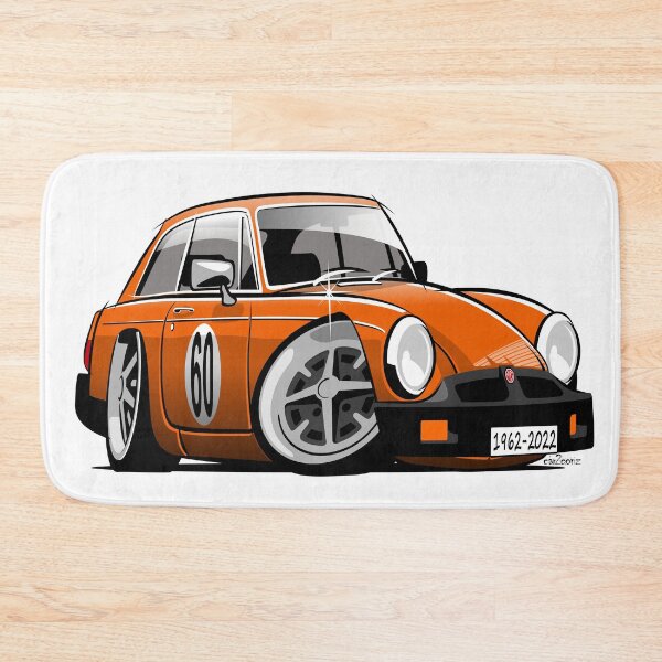 Item preview, MG MGB GT rubber bumper caricature blaze orange designed and sold by car2oonz.
