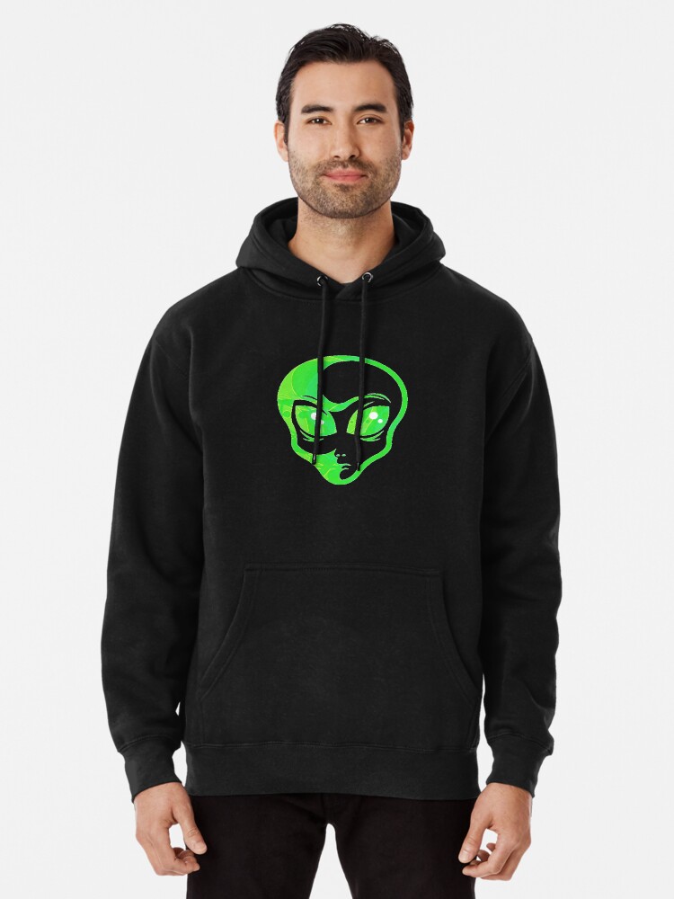 WEIRD GREEN ALIEN HEAD WITH BIG SHINNY EYES Pullover Hoodie