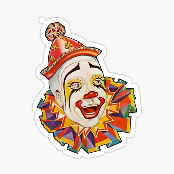 Big Head Stickers Redbubble - clown head roblox event