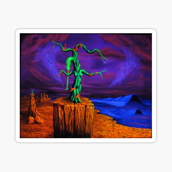 Trippy Psychedelic Surreal Art - The Pedestal by Vincent Monaco Sticker