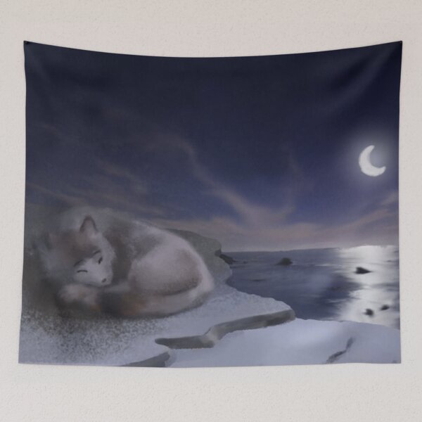 Item preview, Sleeping wolf with a background designed and sold by IsoPahaSusi.
