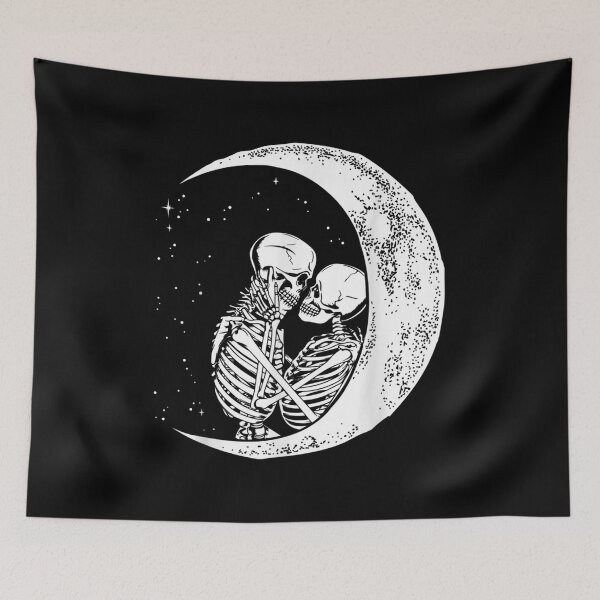 Item preview, Skeleton Kissing Silhouette Moon Valentine Skull Funny Women  designed and sold by mchargue12.