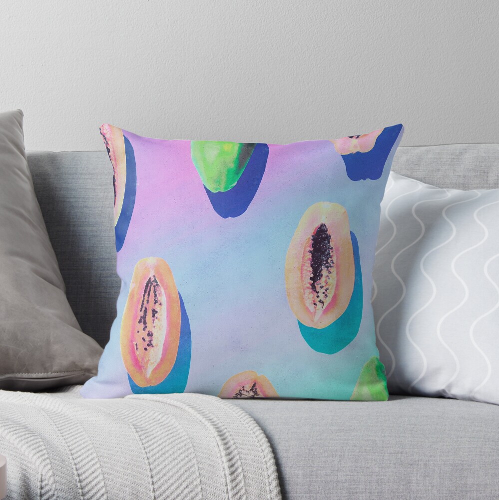 peach fruit throw pillow