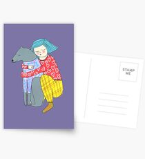 Girl and her dog Postcards