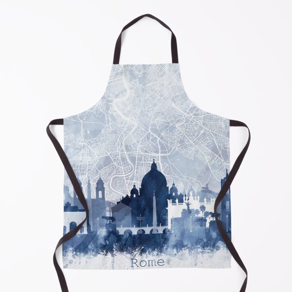 Item preview, Rome Skyline & Map Watercolor Navy Blue, Print by Zouzounio Art designed and sold by zouzounioart.