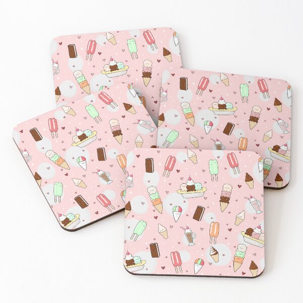 Item preview, Cutesy Ice Cream Pattern Pastel Red-Orange designed and sold by Maple Design Studio.