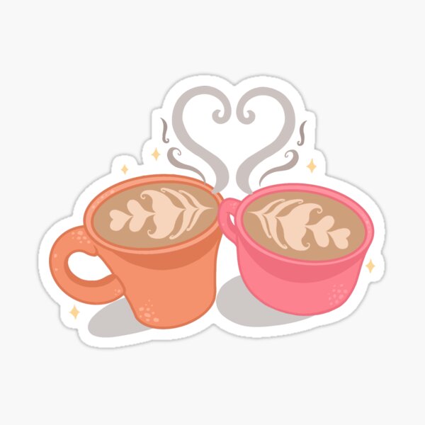 Sticker Latte Cup with Heart Design. 