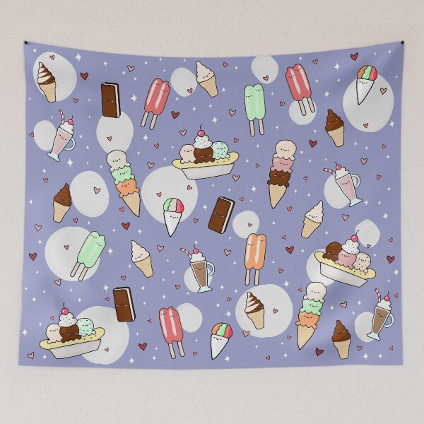 Item preview, Cutesy Ice Cream Pattern Midnight Blue designed and sold by Maple Design Studio.