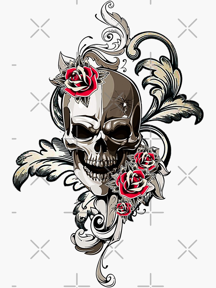 Rose Skull Tattoo PNG & SVG Design For T-Shirts