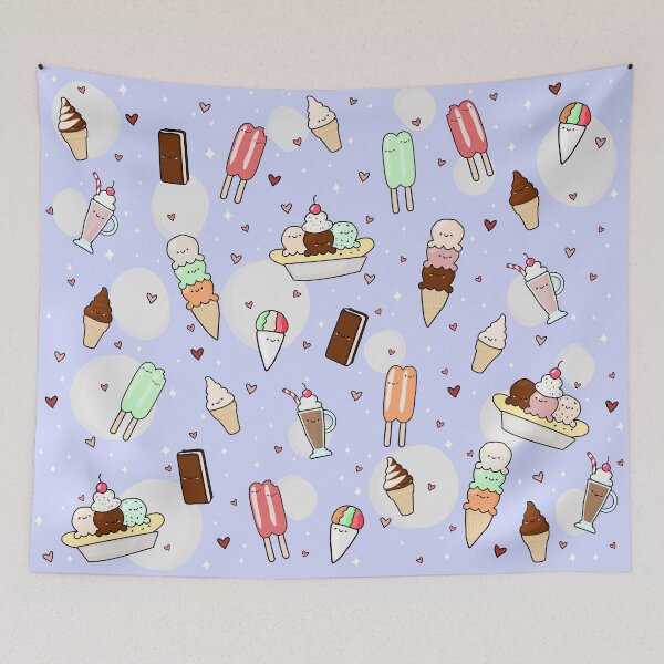 Item preview, Ice Cream Pattern Pastel Blue designed and sold by Maple Design Studio.