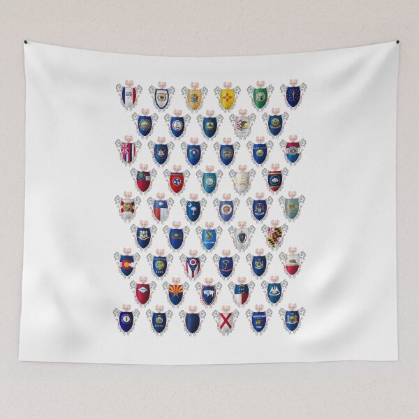 Item preview, All united states flag medieval heraldry coat of arms style designed and sold by ChaosEdits.